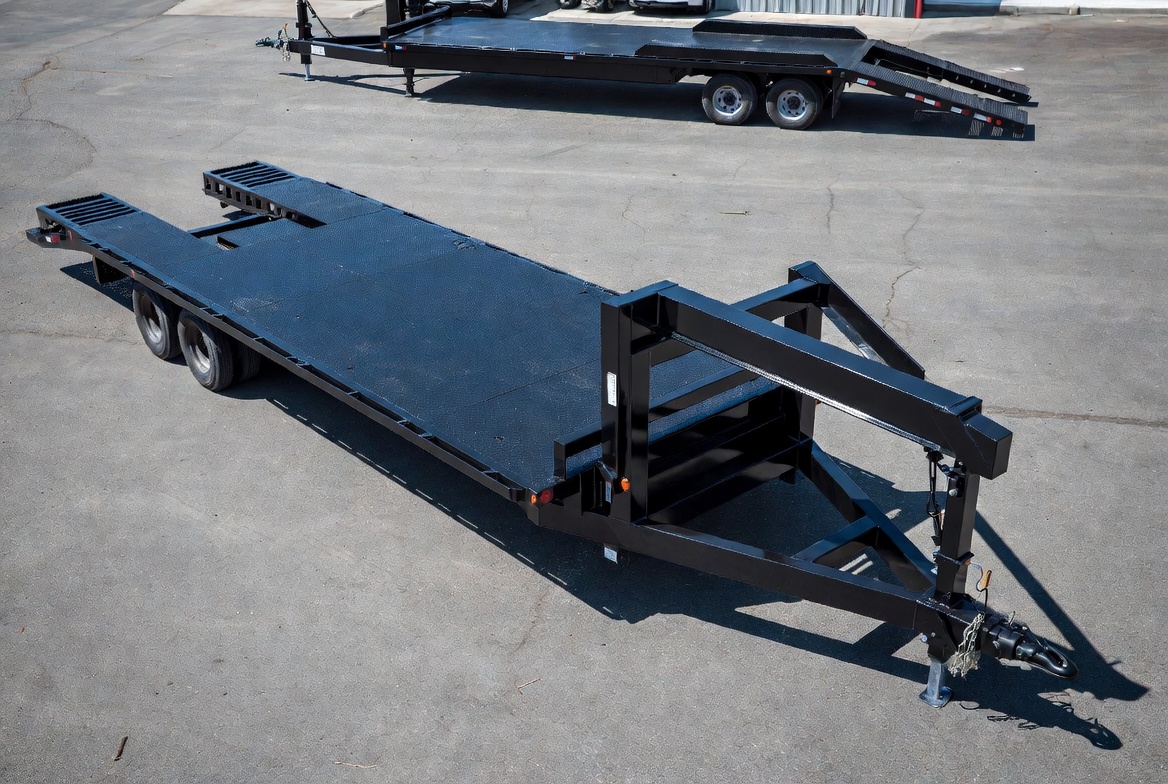 2025 Teton EQ-25 Deckover New equipment / flatbed trailer, 25' x 102", 14,000 lb GVWR, for sale at The Trailer Store in Winnemucca, Nevada (I-80), stock #TTS-2415 — front view